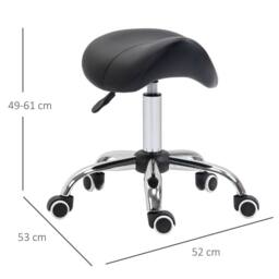 STILVORA Adjustable Salon Stool with Wheels Black - thumbnail 4
