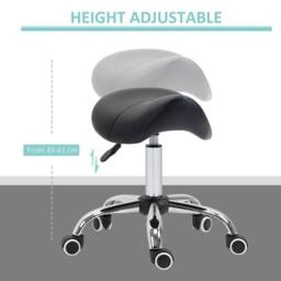 STILVORA Adjustable Salon Stool with Wheels Black - thumbnail 6