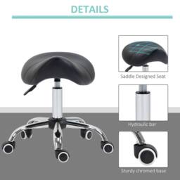 STILVORA Adjustable Salon Stool with Wheels Black - thumbnail 8