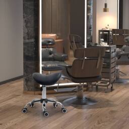 STILVORA Adjustable Salon Stool with Wheels Black - thumbnail 3