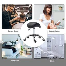 STILVORA Adjustable Salon Stool with Wheels Black - thumbnail 7