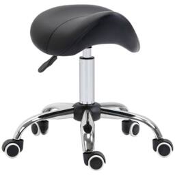STILVORA Adjustable Salon Stool with Wheels Black - thumbnail 5