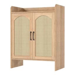 Levede Shoe Cabinet 5-Layer Rattan Double Wooden Doors White Entrance Storage in Light Brown - thumbnail 1