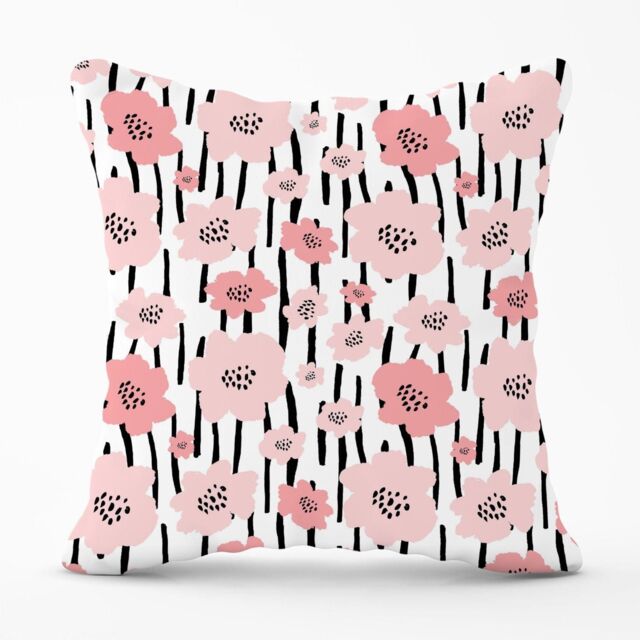 Warren Reed - Designer Pastel Pink Flowers Outdoor Cushion - Size: 60 cm x 60 cm - image 1