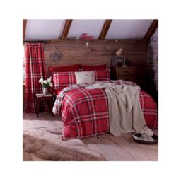 Catherine Lansfield Kelso Tartan Duvet Cover Set in Dark Red - Size: Double - thumbnail 2