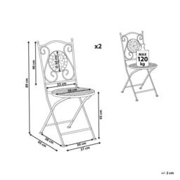 Wyld and Coco 2-Pack Black Folding Metal Chairs with Carved Backrests - thumbnail 4