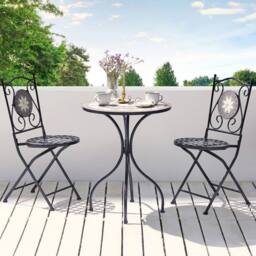 Wyld and Coco 2-Pack Black Folding Metal Chairs with Carved Backrests