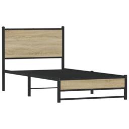 Berkfield Home Metal Bed Frame without Mattress Sonoma Oak 80x200 cm in Brown - thumbnail 1