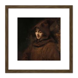 Artery8 Rembrandt Titus Van Rijn In Monks Habit Portrait 8X8 Inch Square Wooden Framed Wall Art Print Picture with Mount in Brown - thumbnail 1