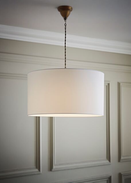 ValueLights Reni White Fabric Easy Fit Drum Ceiling Lamp Shade - Size: Large - image 1