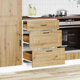 Berkfield Home Kitchen Base Cabinet Porto Artisan Oak Engineered Wood in Brown - thumbnail 3