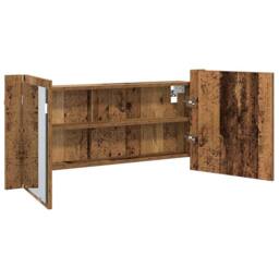 Berkfield Home LED Mirror Cabinet Old Wood 100x12x45 cm Engineered Wood in Brown - Size: 100 x 12 x 45 cm - thumbnail 6
