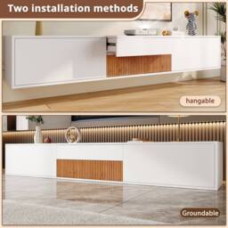 Merax White Modern 180cm Floating TV Unit with Pull Out Projector Shelf - thumbnail 6