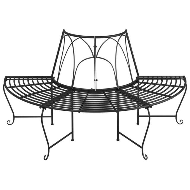 Berkfield Home Half Round Tree Bench Ã˜159 cm Black Steel - image 1