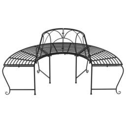 Berkfield Home Half Round Tree Bench Ã˜159 cm Black Steel - thumbnail 5