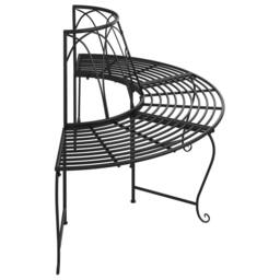 Berkfield Home Half Round Tree Bench Ã˜159 cm Black Steel - thumbnail 4