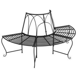 Berkfield Home Half Round Tree Bench Ã˜159 cm Black Steel - thumbnail 3