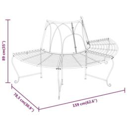 Berkfield Home Half Round Tree Bench Ã˜159 cm Black Steel - thumbnail 6