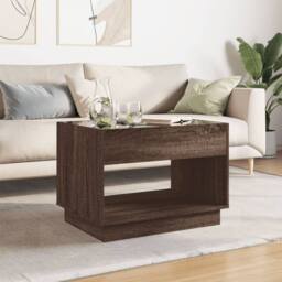 Berkfield Home Decorative Coffee Table with Infinity LED Brown Oak 70x50x50 cm - Size: 70 x 50 x 50 cm - thumbnail 1