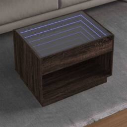 Berkfield Home Decorative Coffee Table with Infinity LED Brown Oak 70x50x50 cm - Size: 70 x 50 x 50 cm - thumbnail 2