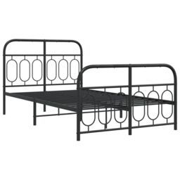 Berkfield Home Metal Bed Frame without Mattress with Footboard Black 120x190cm - Size: 120x190 cm - thumbnail 3