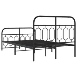 Berkfield Home Metal Bed Frame without Mattress with Footboard Black 120x190cm - Size: 120x190 cm - thumbnail 6