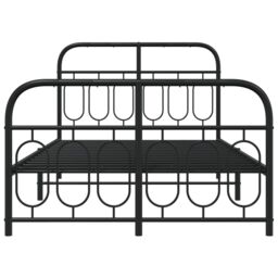 Berkfield Home Metal Bed Frame without Mattress with Footboard Black 120x190cm - Size: 120x190 cm - thumbnail 4