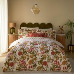Paoletti Seventy Three Ishana Floral Duvet Cover Set in Burnt Orange - Size: Single - thumbnail 1