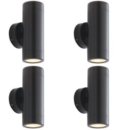 Loops 4 PACK Up & Down Twin Outdoor Wall Light - 2 x 7W LED GU10 - Satin Black