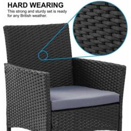 EONLION Black 4pcs Rattan Outdoor Garden Furniture Sofa Set - Size: 100 cm - thumbnail 2