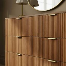 OHS Ribbed 6 Drawer Cabinet Chest of Drawers Sideboard in Walnut - thumbnail 3