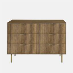OHS Ribbed 6 Drawer Cabinet Chest of Drawers Sideboard in Walnut - thumbnail 4