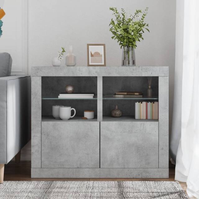 Berkfield Home Side Cabinets with LED Lights 2 pcs Concrete Grey Engineered Wood - image 1