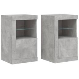 Berkfield Home Side Cabinets with LED Lights 2 pcs Concrete Grey Engineered Wood - thumbnail 3