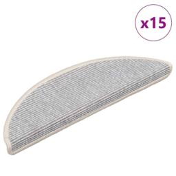 Berkfield Home Stair Mats Self-adhesive 15 pcs 56x17x3 cm Silver - Size: Medium - thumbnail 2
