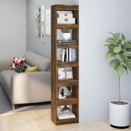 Berkfield Home Book Cabinet/Room Divider Smoked Oak 40x30x198 cm in Brown - Size: 40 x 30 x 198 cm - thumbnail 1