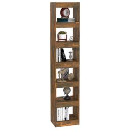 Berkfield Home Book Cabinet/Room Divider Smoked Oak 40x30x198 cm in Brown - Size: 40 x 30 x 198 cm - thumbnail 4