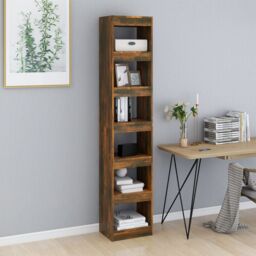 Berkfield Home Book Cabinet/Room Divider Smoked Oak 40x30x198 cm in Brown - Size: 40 x 30 x 198 cm - thumbnail 3