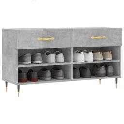 Berkfield Home Shoe Bench Concrete Grey 102x35x55 cm Engineered Wood - Size: 102 x 35 x 55 cm - thumbnail 4