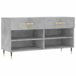 Berkfield Home Shoe Bench Concrete Grey 102x35x55 cm Engineered Wood - Size: 102 x 35 x 55 cm