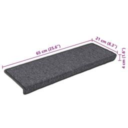 Berkfield Home Carpet Stair Treads 15 pcs 65x21x4 cm Grey & Black - Size: Medium - thumbnail 9