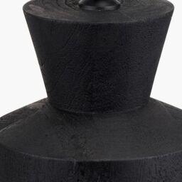 Ruma Mango Wood Contemporary Table Lamp with Linen Drum Shade in Black - thumbnail 5
