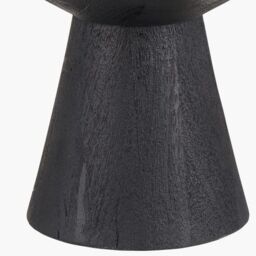 Ruma Mango Wood Contemporary Table Lamp with Linen Drum Shade in Black - thumbnail 4