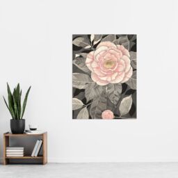 "Artery8 Stylised Pink Camellia Flower Pastel Colour Wall Art Print in Grey - Size: W24"" x H32""" - thumbnail 4