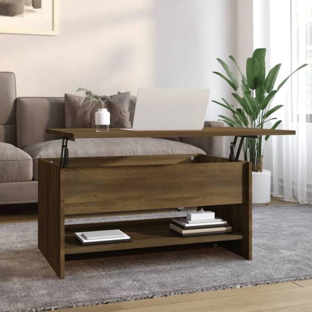 Berkfield Home Coffee Table Brown Oak 80x50x40 cm Engineered Wood - Size: 80 x 50 x 40 cm - image 1