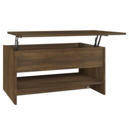 Berkfield Home Coffee Table Brown Oak 80x50x40 cm Engineered Wood - Size: 80 x 50 x 40 cm - thumbnail 2
