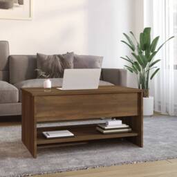 Berkfield Home Coffee Table Brown Oak 80x50x40 cm Engineered Wood - Size: 80 x 50 x 40 cm - thumbnail 3