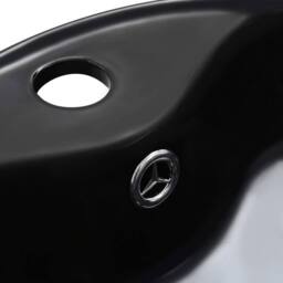 Berkfield Home Full Wash Basin with Overflow 36x13 cm Ceramic Black - thumbnail 5