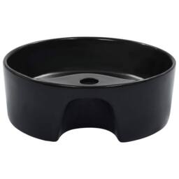 Berkfield Home Full Wash Basin with Overflow 36x13 cm Ceramic Black - thumbnail 1