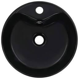 Berkfield Home Full Wash Basin with Overflow 36x13 cm Ceramic Black - thumbnail 4